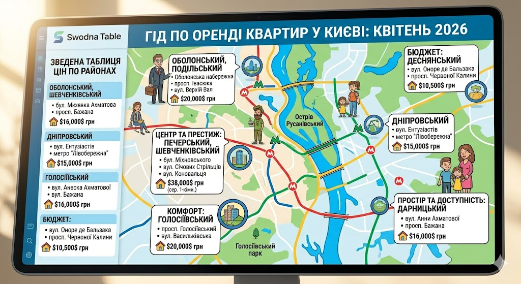 Оренда квартир у Києві 2026: Повний путівник по районах та вулицях