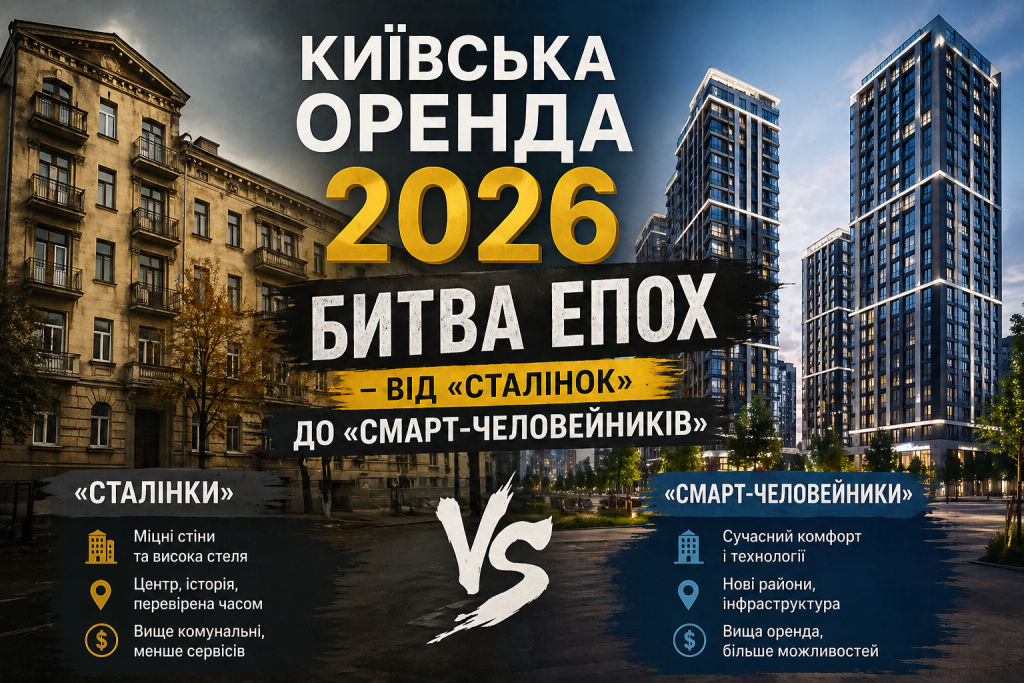 Київська оренда 2026: Битва епох — від «сталінок» до «смарт-человейників»